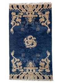 An Art Deco Chinese Style Blue Dragon Rug