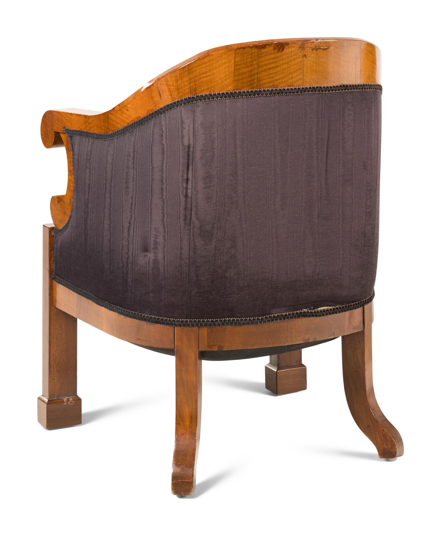 A Pair of Biedermeier Walnut Bergères