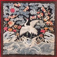 A Pair of Chinese Embroidered Silk Rank Badges
