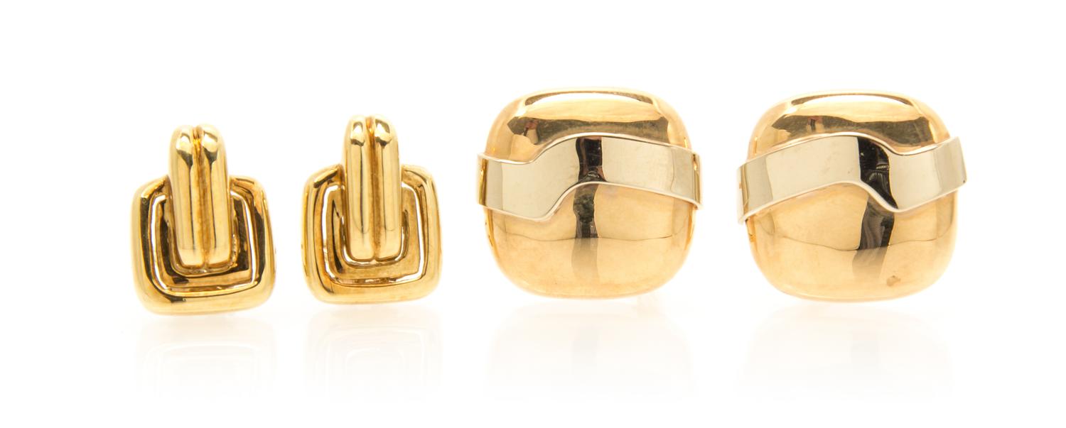 A Collection of Gold Earclips, 16.10 dwts.