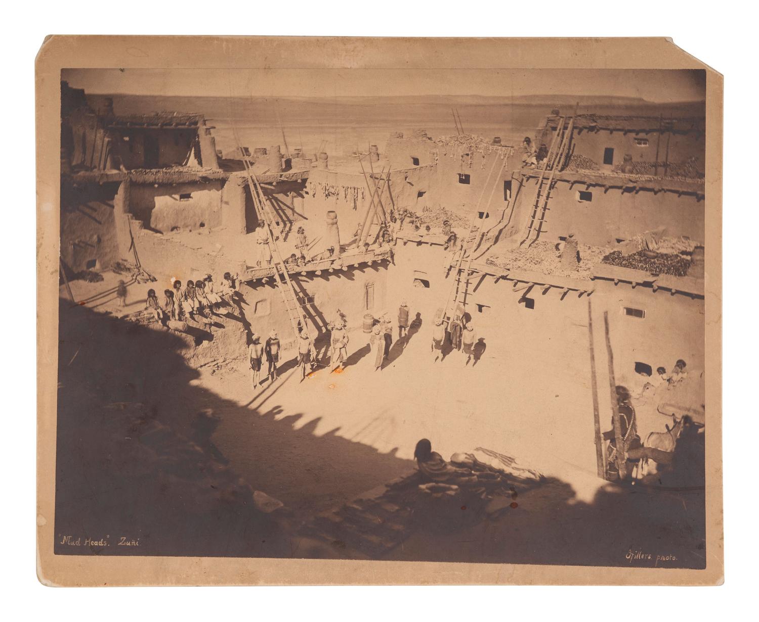 [NATIVE AMERICANS]. HILLERS, John K., photographer. "Mud Heads." Zuñi. [New Mexico]: [ca 1879].