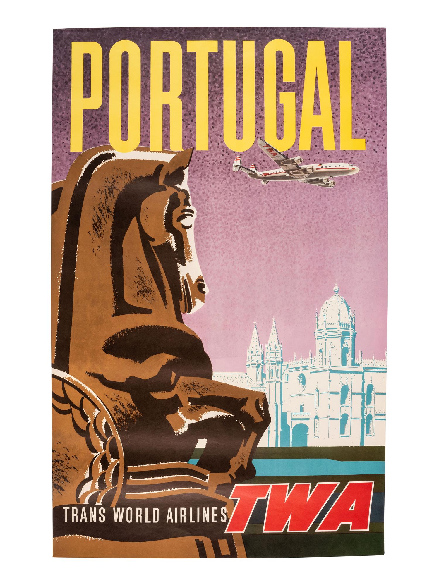 [TRAVEL]. A group of 4 TWA posters promoting travel to Spain, Portugal, and Egypt. Ca 1950s.