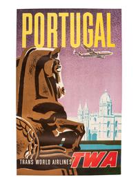 [TRAVEL]. A group of 4 TWA posters promoting travel to Spain, Portugal, and Egypt. Ca 1950s.