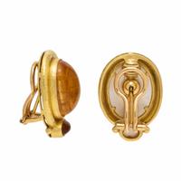Elizabeth Locke, Yellow Gold and Citrine Earrings