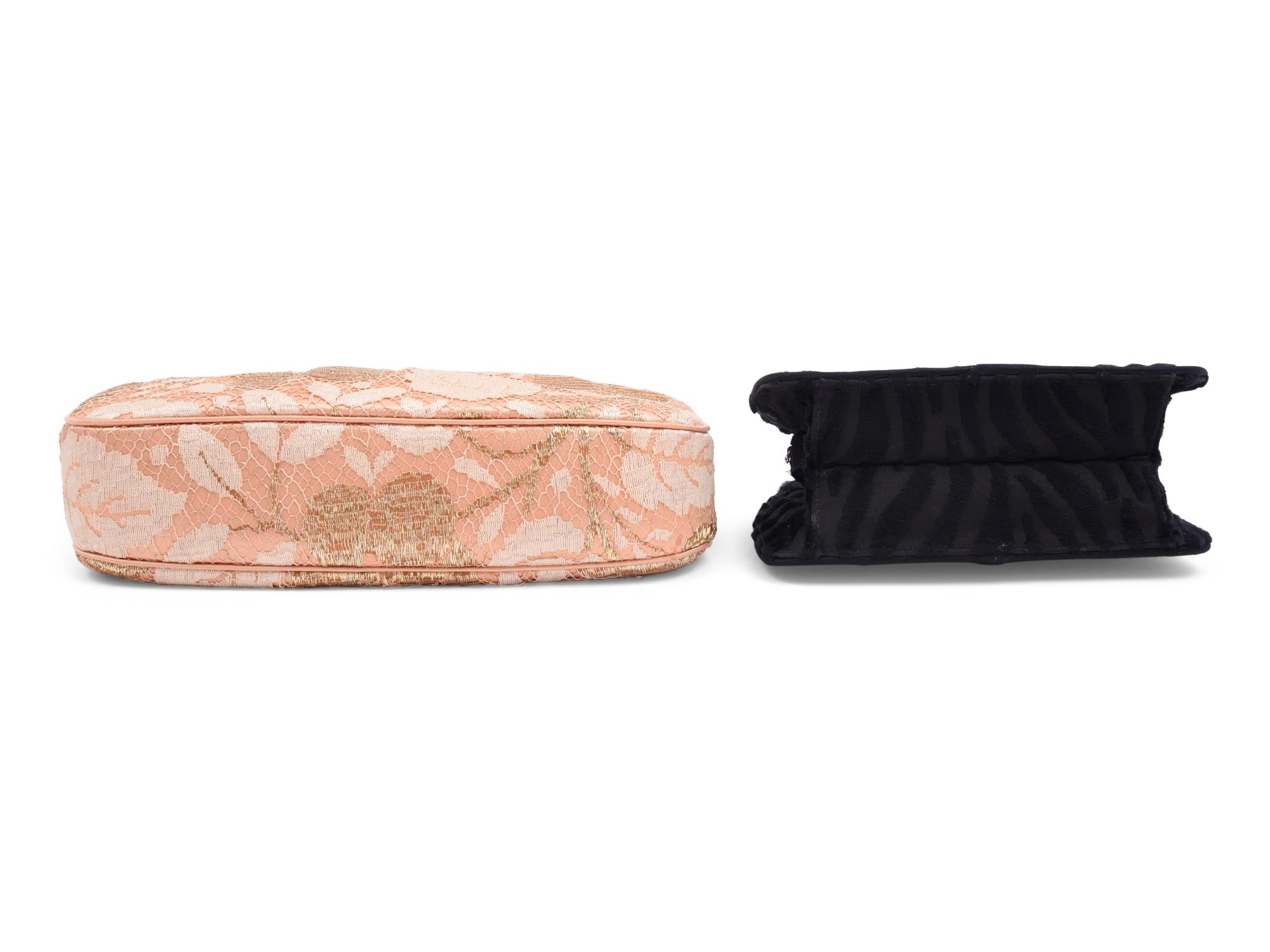 Two Judith Leiber Shoulder Bags: One Velvet and One Satin with Lace