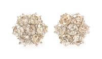 A Pair of Platinum Topped Gold and Diamond Cluster Earrings, 2.60 dwts.