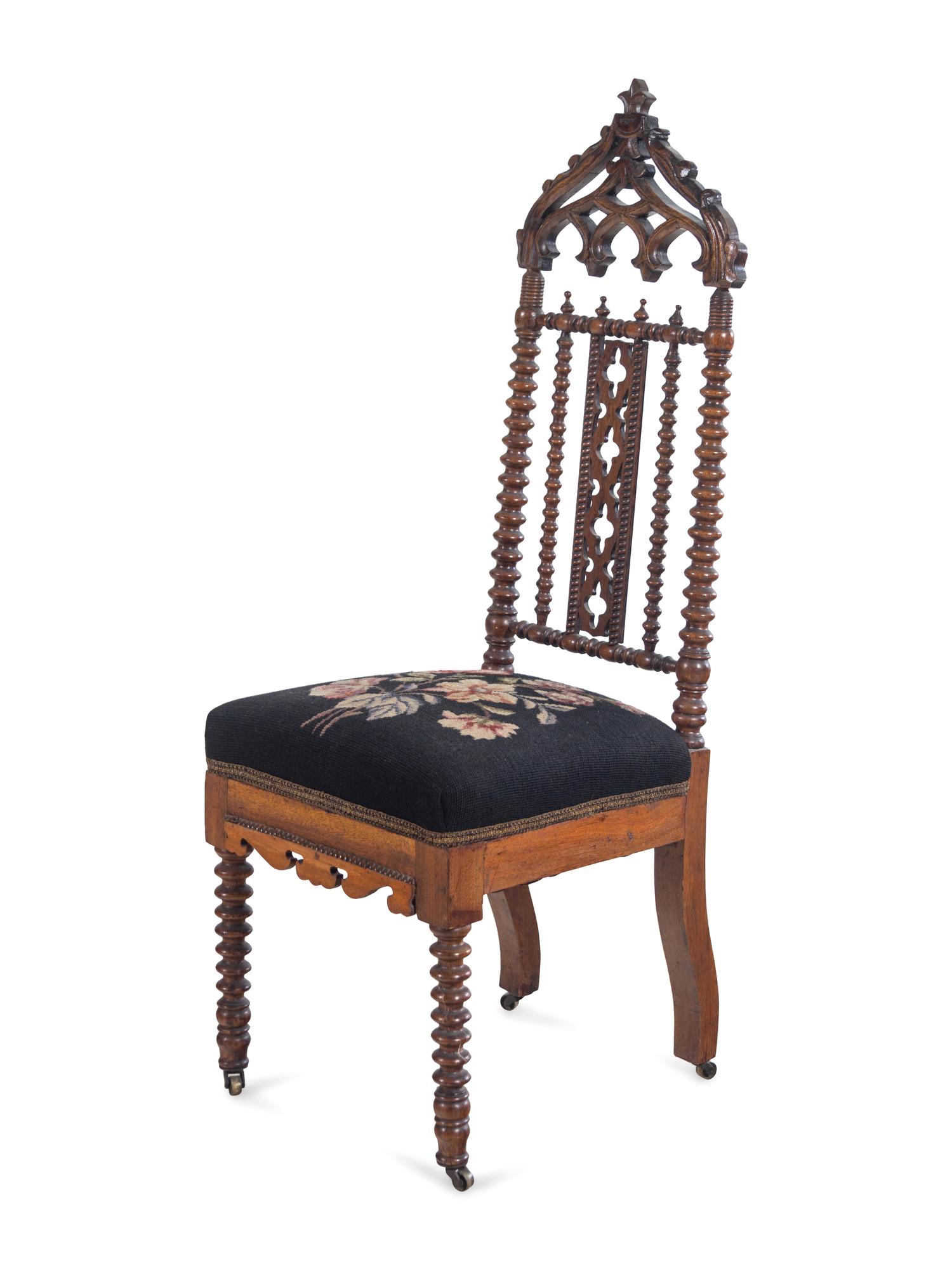 A Gothic Revival Oak Side Chair