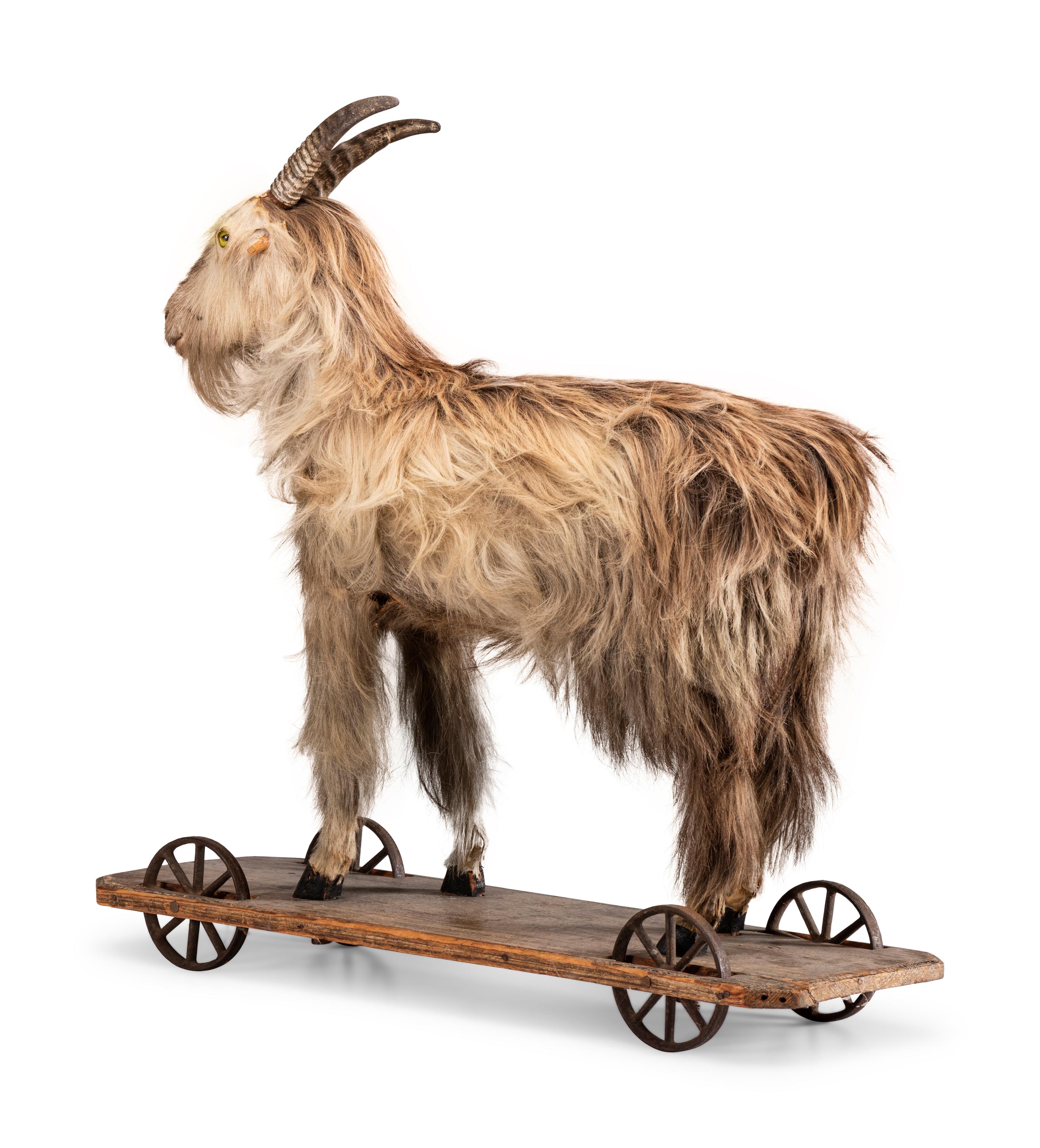 A Long Hair Sheep Child’s Pull Toy with Glass Eyes