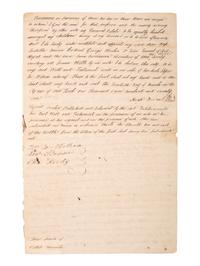 [AFRICAN AMERICANA]. MERCER, Hugh (1726-1777). Manuscript last will and testament, describing a plantation purchased from George Washington. Fredericksburg, Spotsylvania County, VA, 20 March 1776.