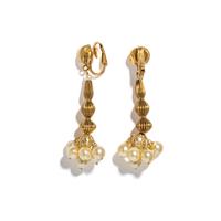 YELLOW GOLD AND CULTURED PEARL PENDANT EARRINGS