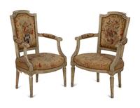 A Pair of Louis XVI Painted Fauteuils