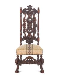 A Jacobean Style Carved Walnut Side Chair
