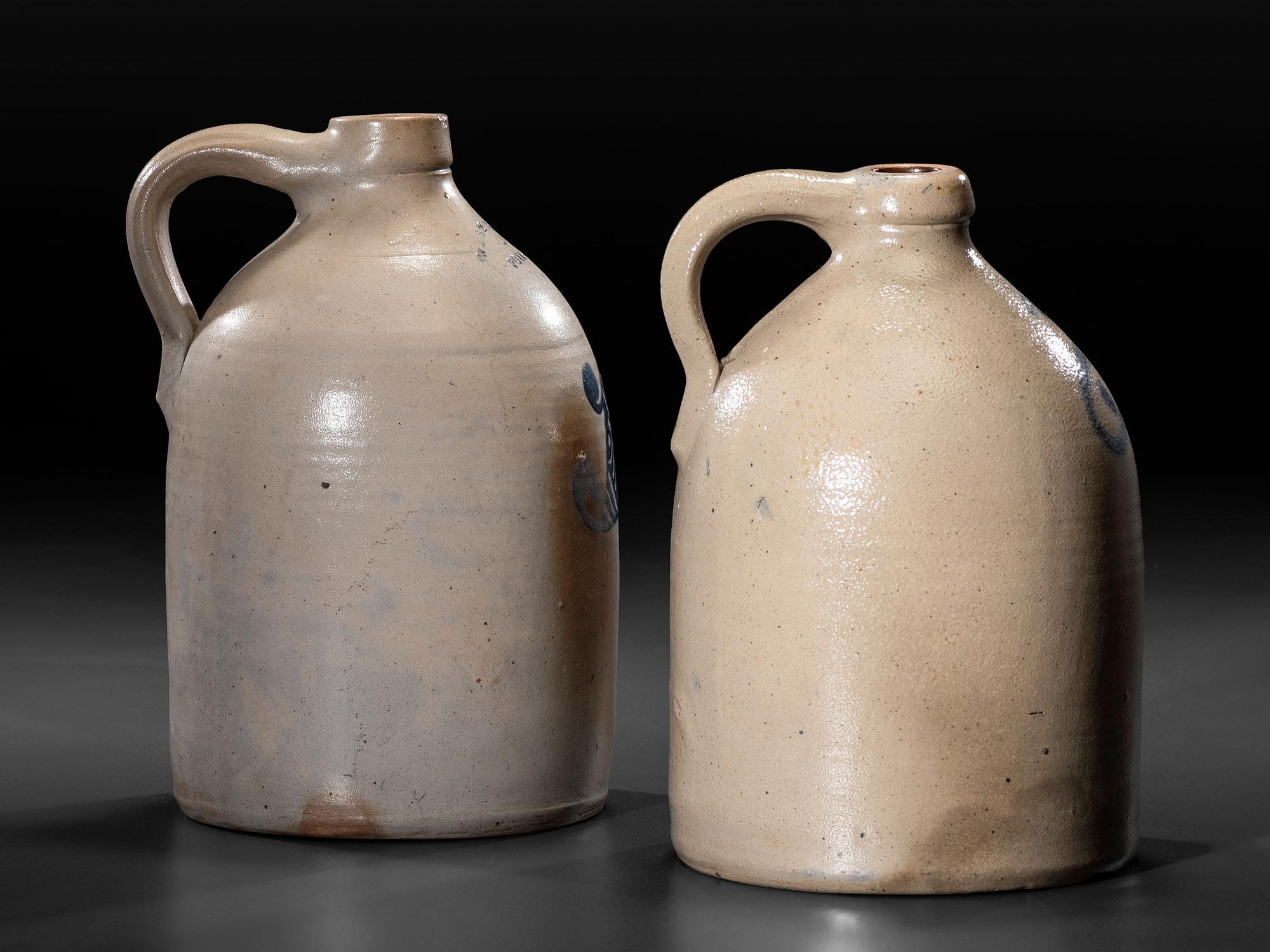 Two Cobalt-Decorated Stoneware One Gallon Jugs