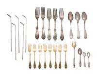 A Large Collection of Silver and Silver-Plate Flatware Articles