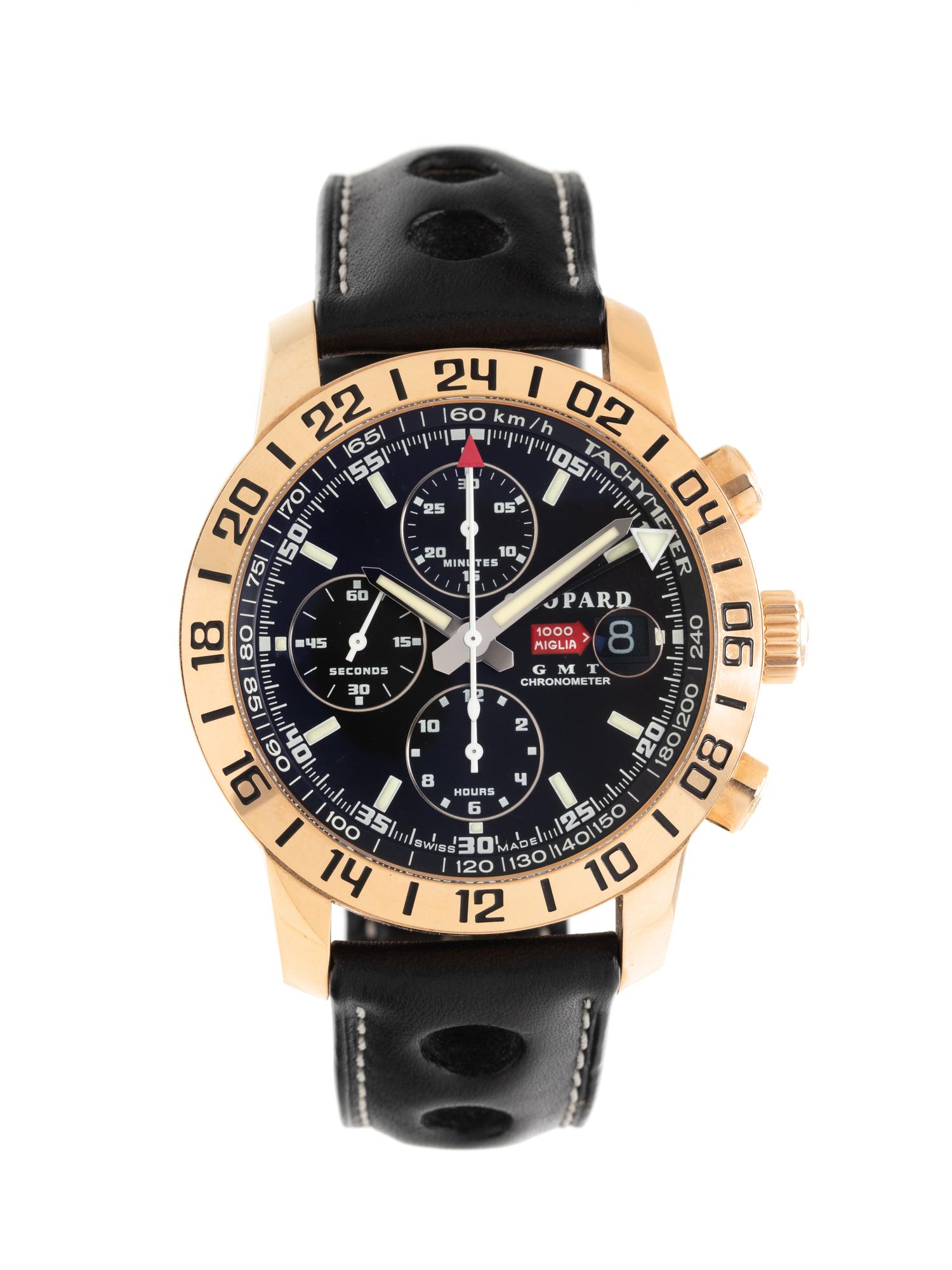 CHOPARD, REF. 1884 18K PINK GOLD LIMITED EDITION 'MILLE MIGLIA' GMT CHRONOGRAPH WRISTWATCH
