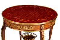 A Pair of Louis XV Style Gilt Bronze Mounted Marquetry Side Tables