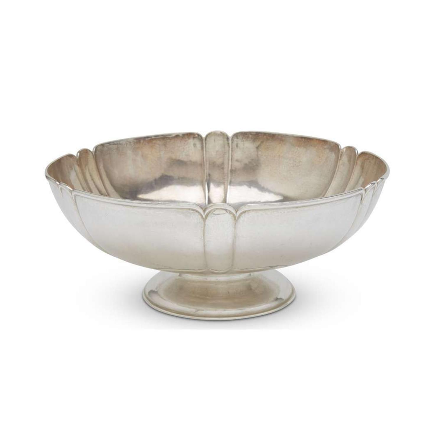 Arts and Crafts hammered sterling silver punch bowl Kalo Shop, Chicago, IL, first half 20th century