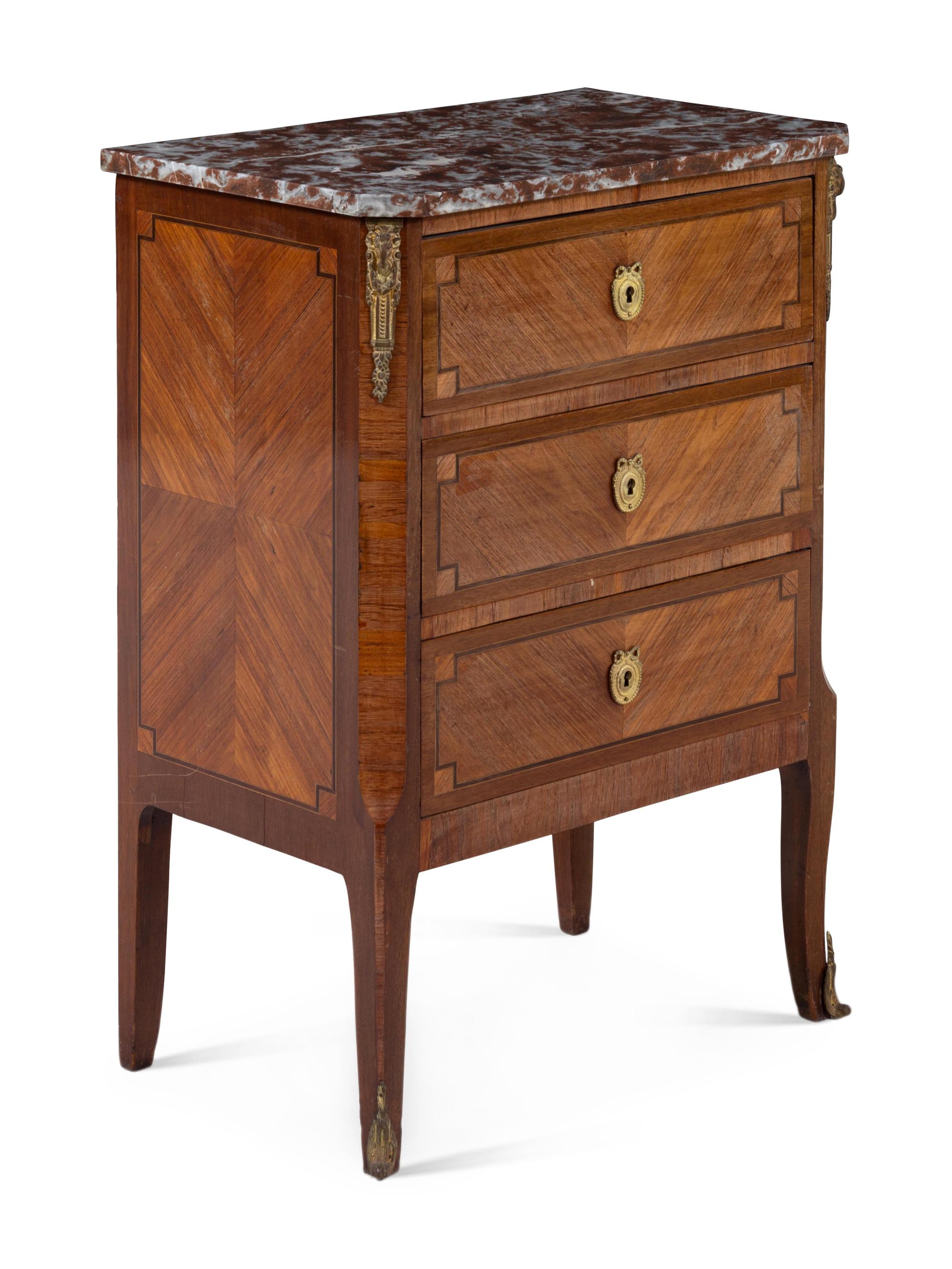 A Louis XVI Style Marble-Top Commode
