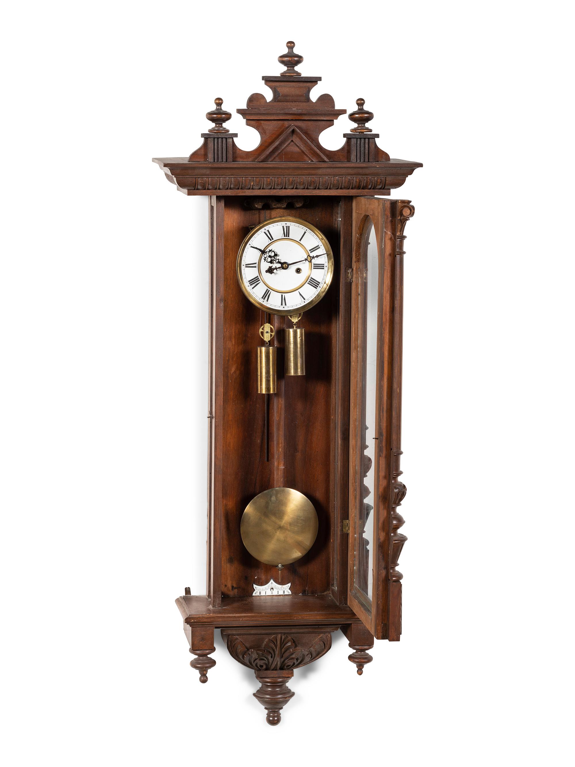 A Walnut Case Wall Clock