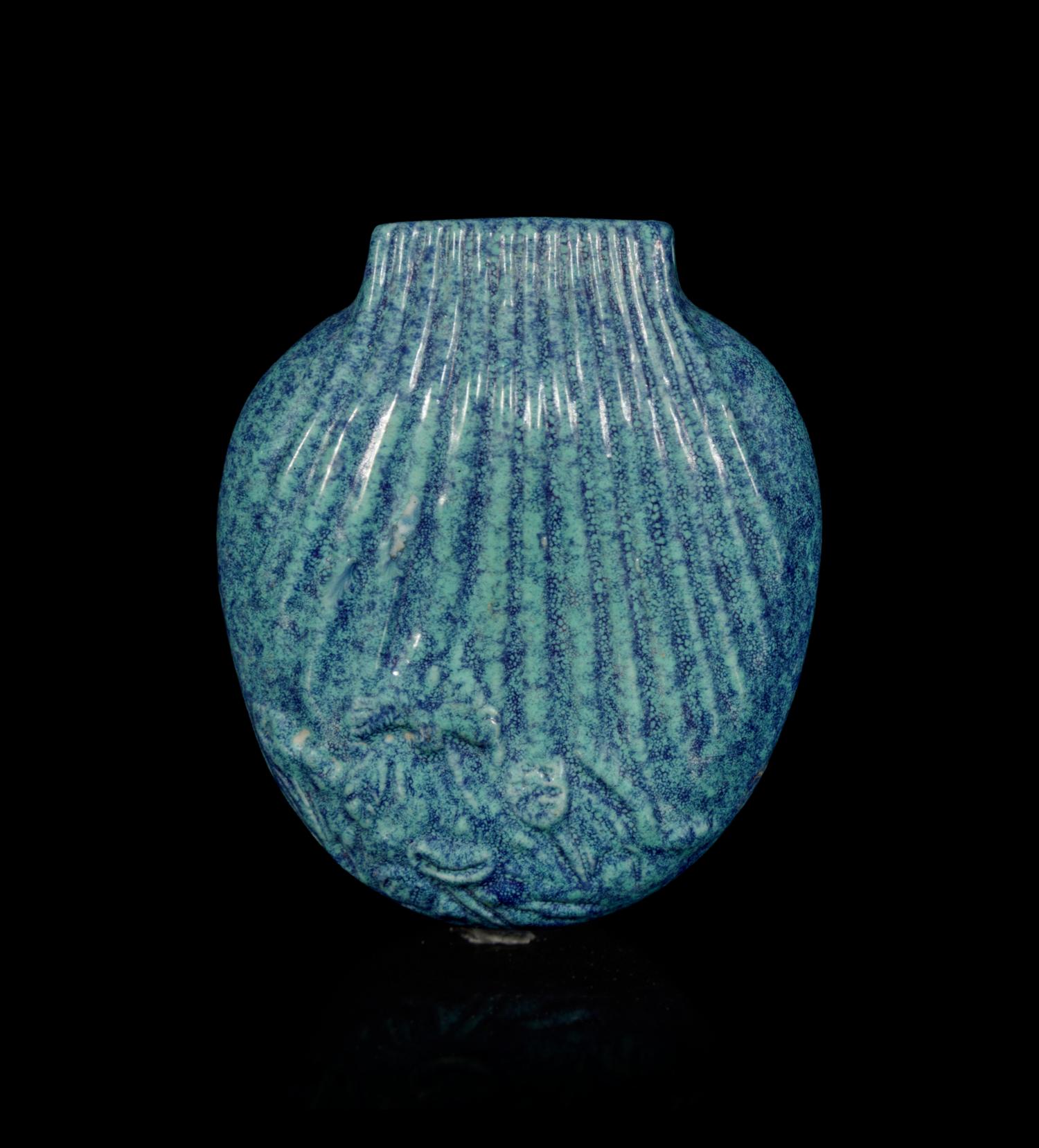 A Robin's Egg Porcelain Purse-Form Snuff Bottle