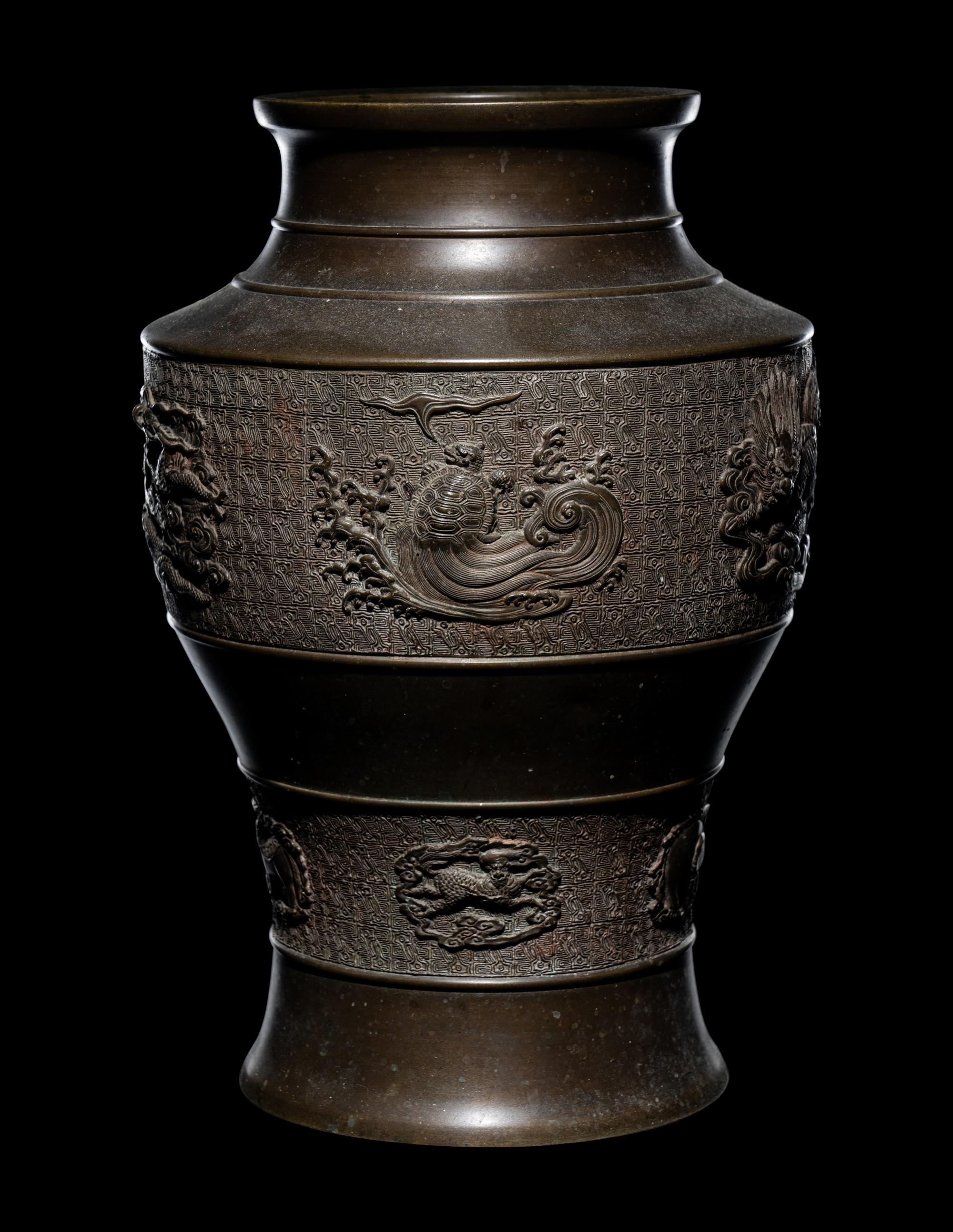 Two Japanese Bronze Vases