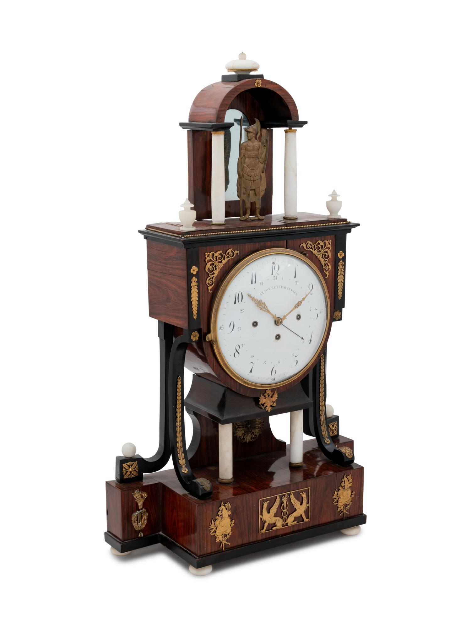 An Austrian Quarter Repeater Alabaster Mounted Clock