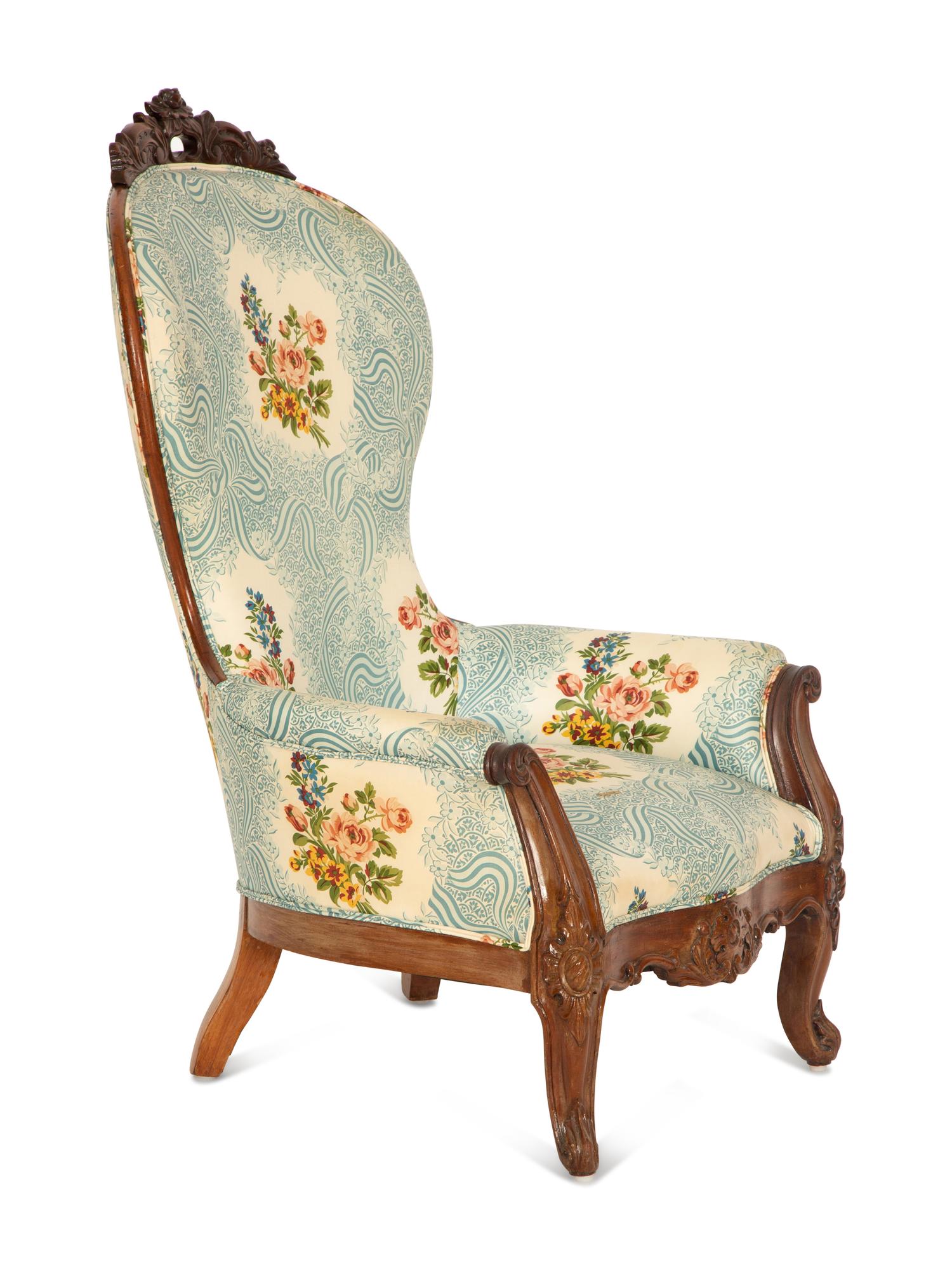 A Victorian Carved Mahogany Slipper Chair