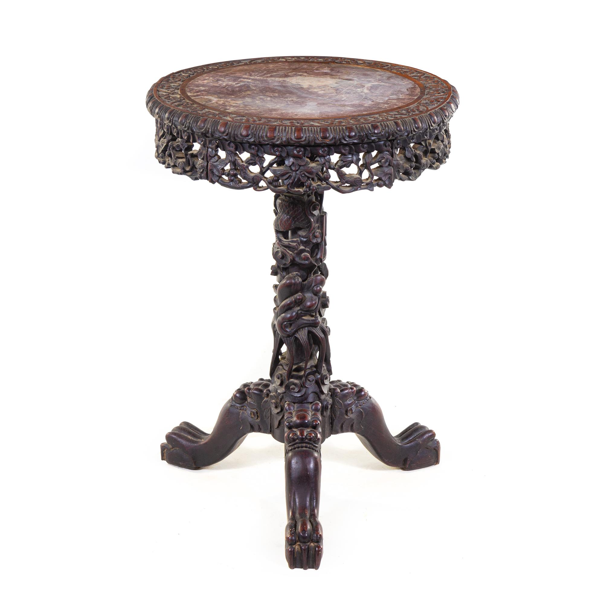 A Chinese Export Carved Hardwood Table