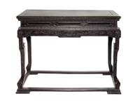 A Chinese Black Lacquer Table Height 32 3/4 x width 44 1/2 x depth 18 1/2 inches.