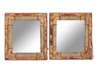 A Pair of Continental Painted and Rope Mounted Mirrors