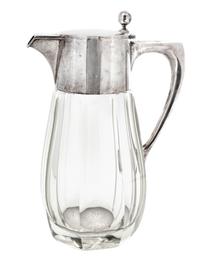 A German .800 Silver Collar and Handle Cut Crystal Decanter