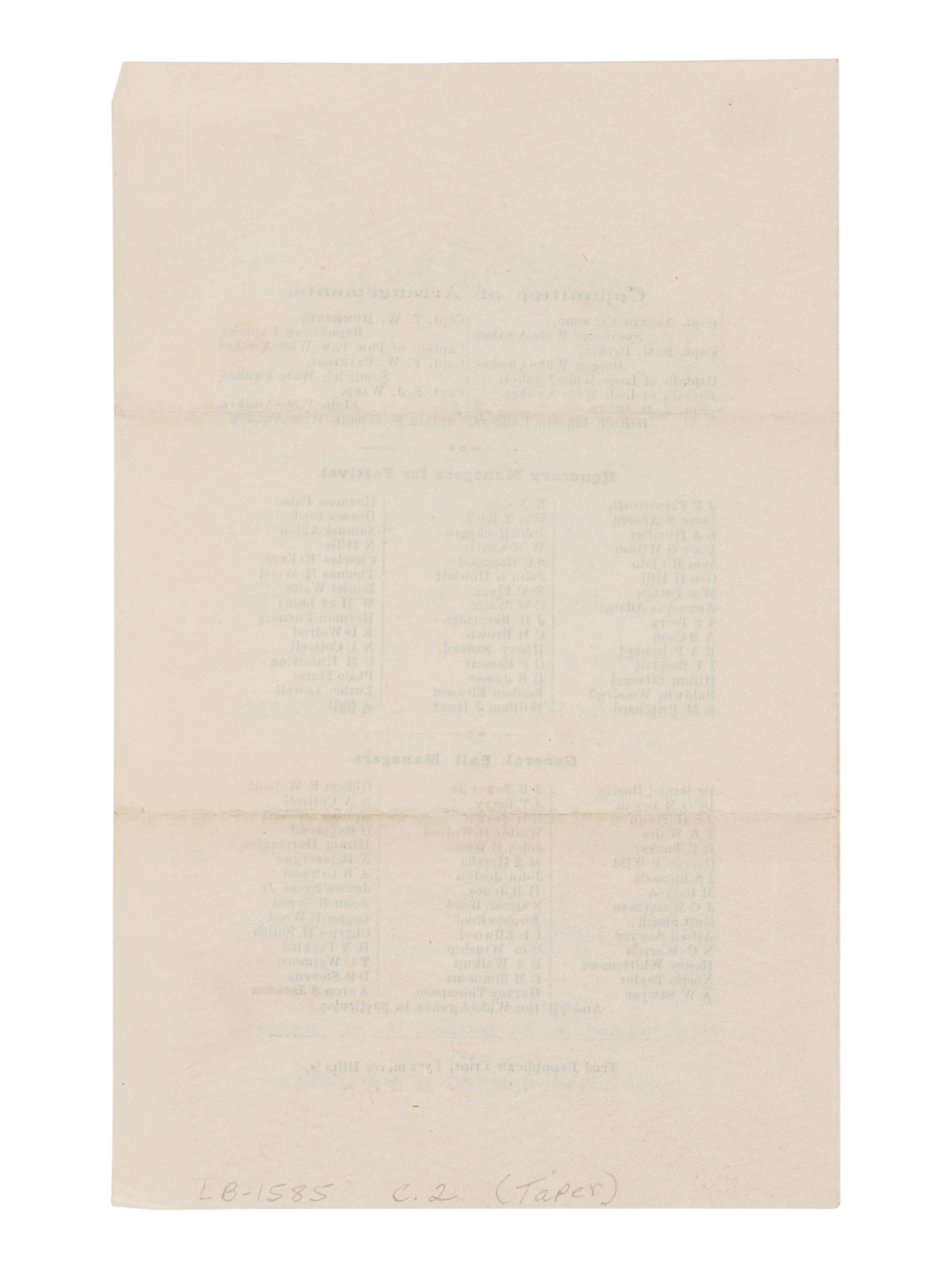 [LINCOLN-HAMLIN CAMPAIGN]. Grand Wide-Awake Jubilee. In honor of the Republican Victory of 1860 . Syamore, IL: True Republican Print, 16 November 1860.