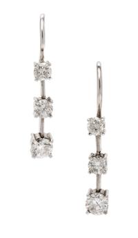 A Pair of White Gold and Diamond Earrings, 3.80 dwts.