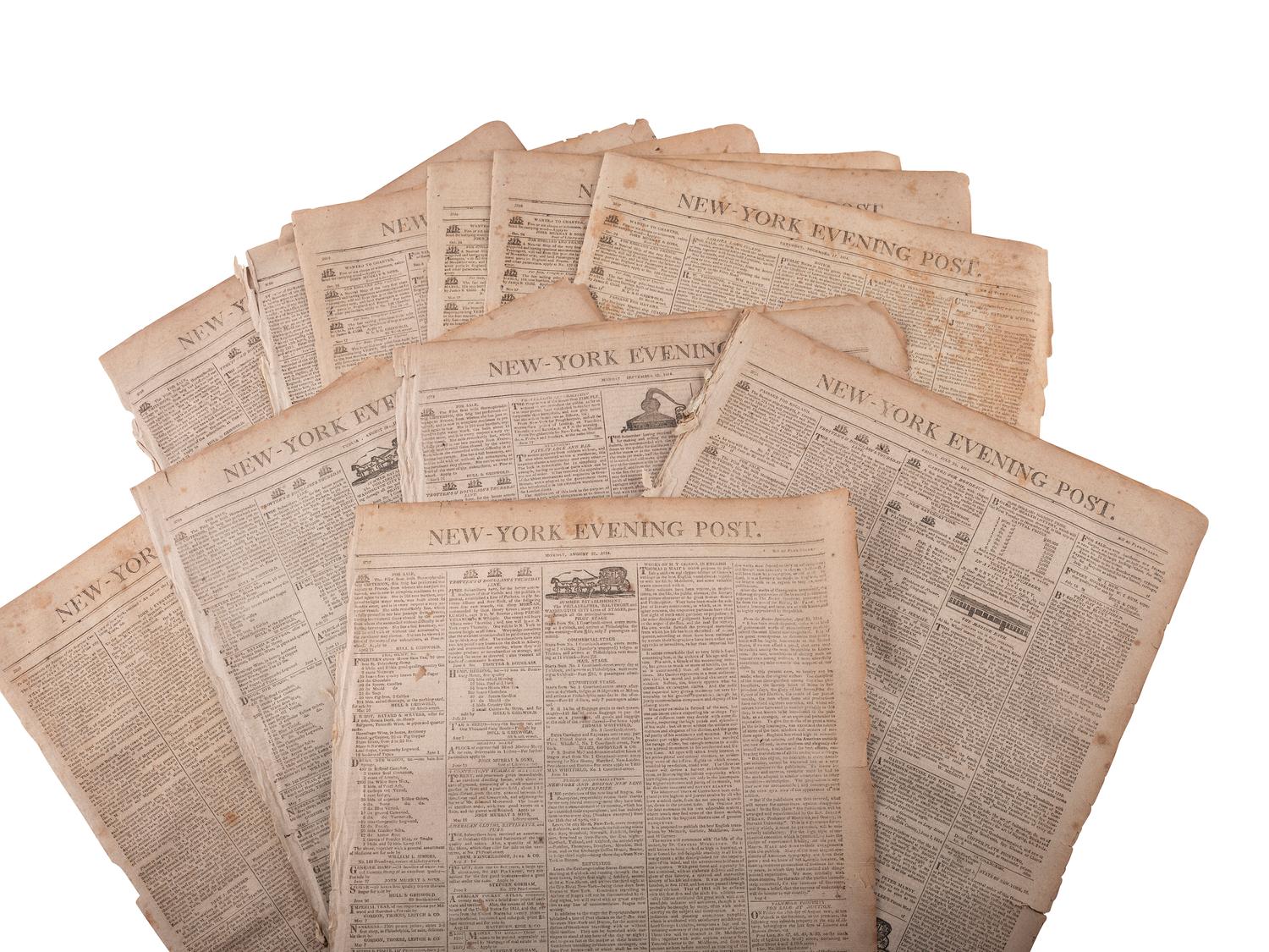 [WAR OF 1812 - NEWSPAPERS]. Over 130 newspapers reporting on the War of 1812, including: