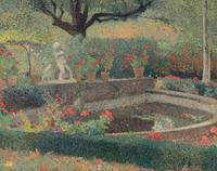 Bassin et Fleurs (Le Grand Basin de Marquayrol) ; with Landscape Study on the reverse (A Double-Sided Work)