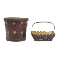 A Painted Basket and Lidded Bucket
