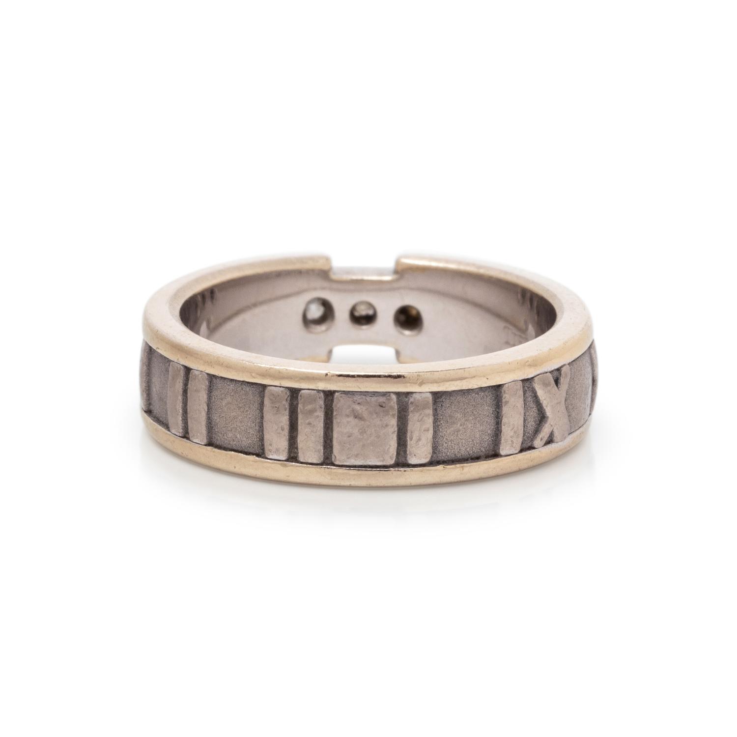 TIFFANY & CO., WHITE GOLD AND DIAMOND 'ATLAS' RING