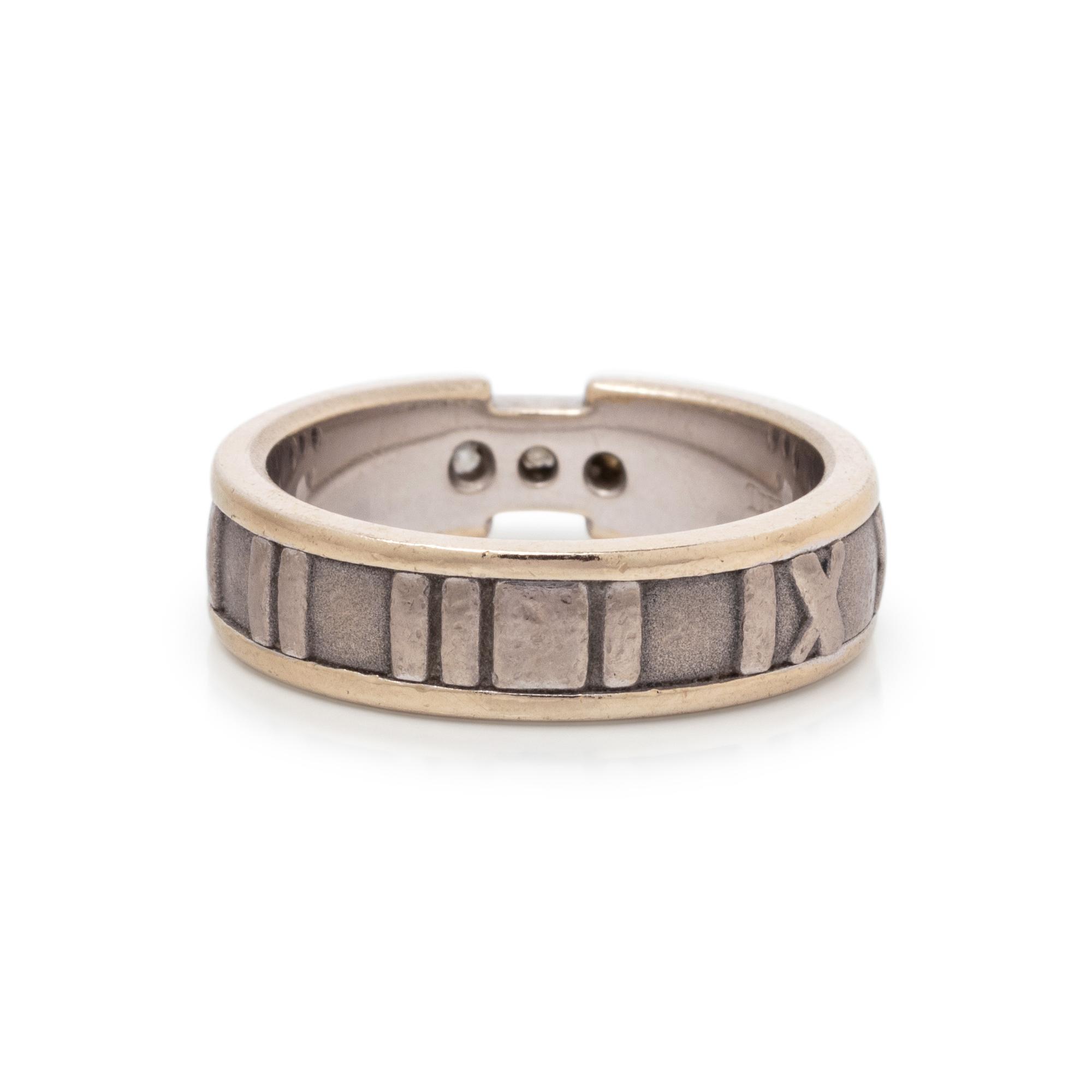 TIFFANY & CO., WHITE GOLD AND DIAMOND 'ATLAS' RING