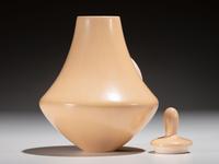Buffware Lidded Pottery Jar, with Bear