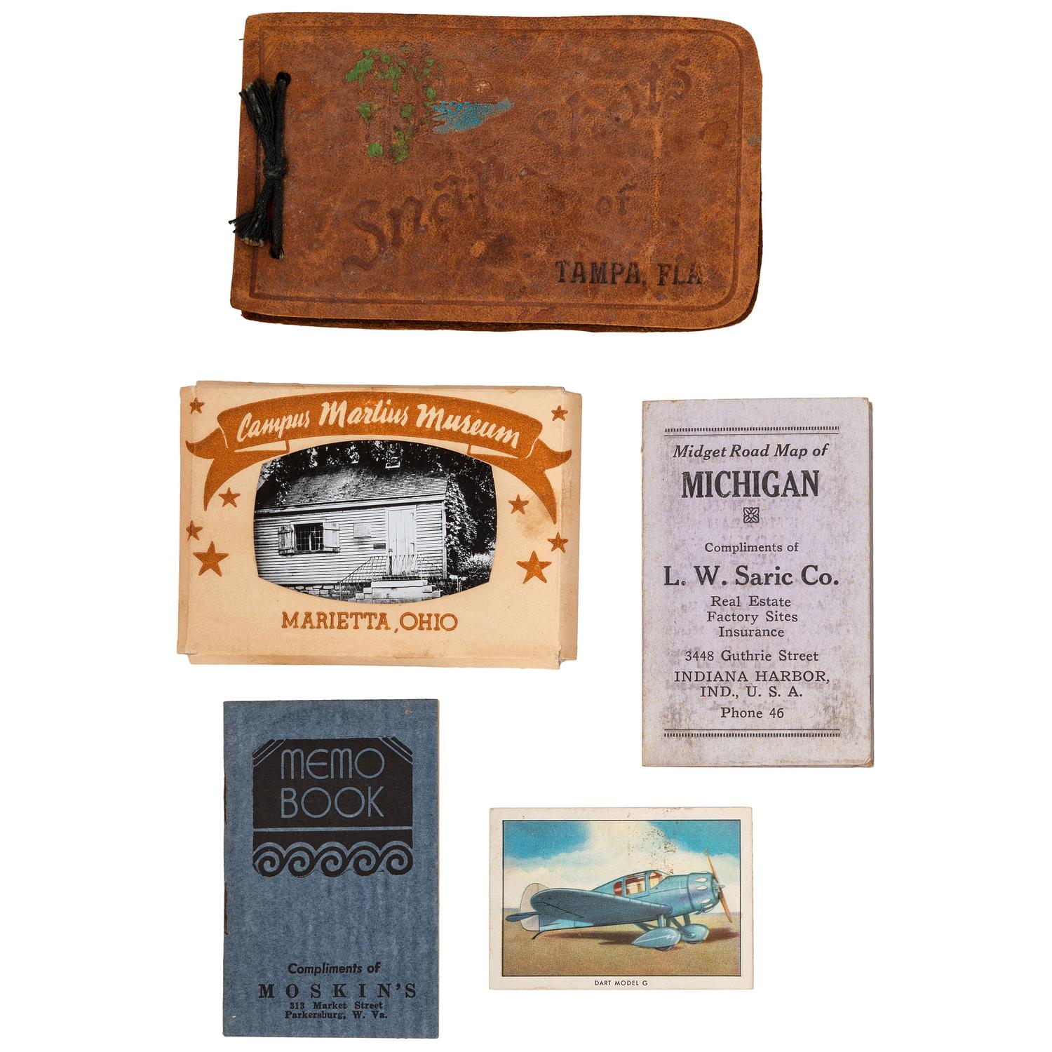 [EARLY PHOTOGRAPHY] -- [GENERAL AMERICANA]. A group of 14 items, highlighted by souvenir photographs of Florida and Ohio.