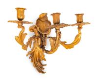 A Pair of Louis XV Style Gilt Bronze Three-Light Sconces