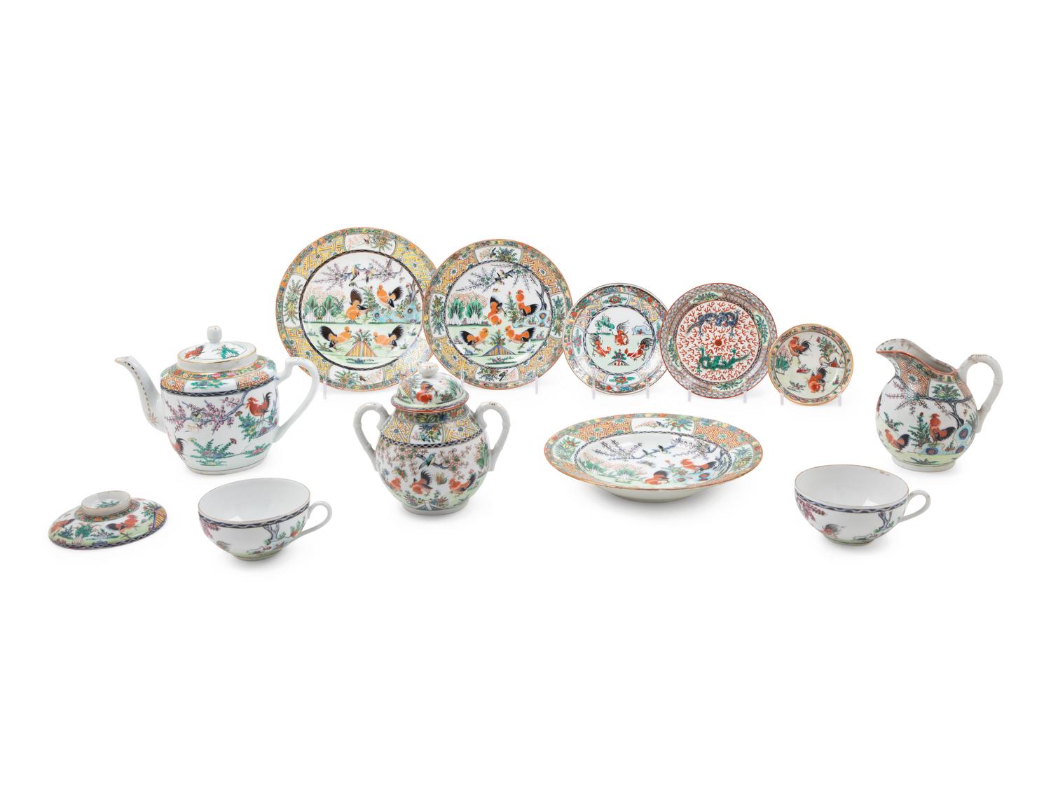 A Partial Chinese Export Famille Rose Porcelain Dining Set