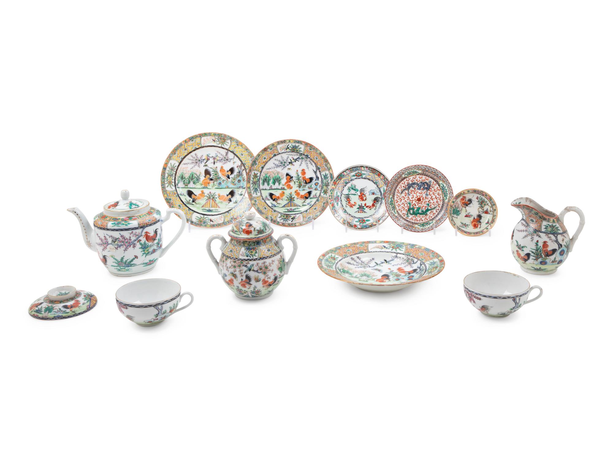 A Partial Chinese Export Famille Rose Porcelain Dining Set
