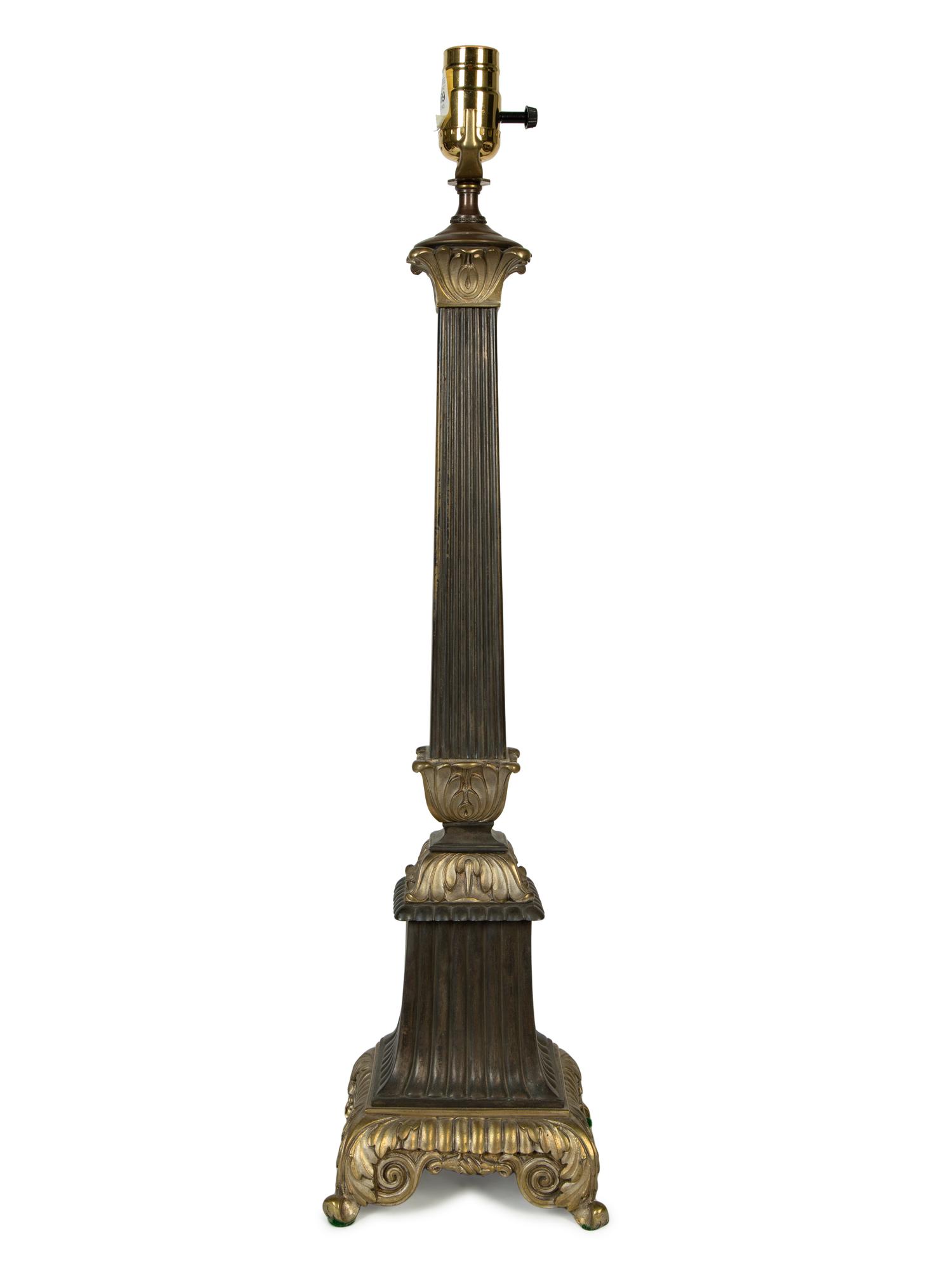 A French Gilt and Patinated Bronze Table Lamp