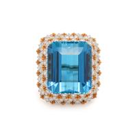 BUCCELLATI, AQUAMARINE, DIAMOND AND BICOLOR GOLD RING