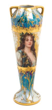 A Dresden Porcelain Vase Height 9 inches.