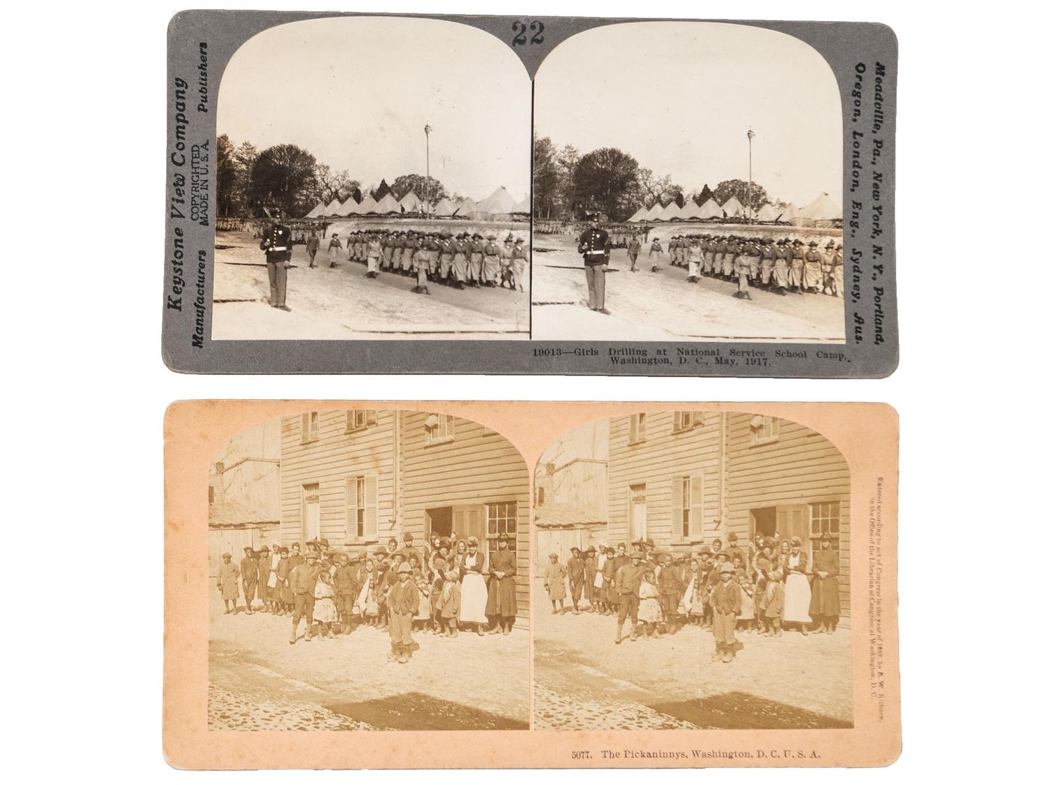[EARLY PHOTOGRAPHY]. A group of approx. 95 stereoviews highlighted by images of US presidents, views in and around Washington, DC and Mount Vernon, and African American and female subjects.