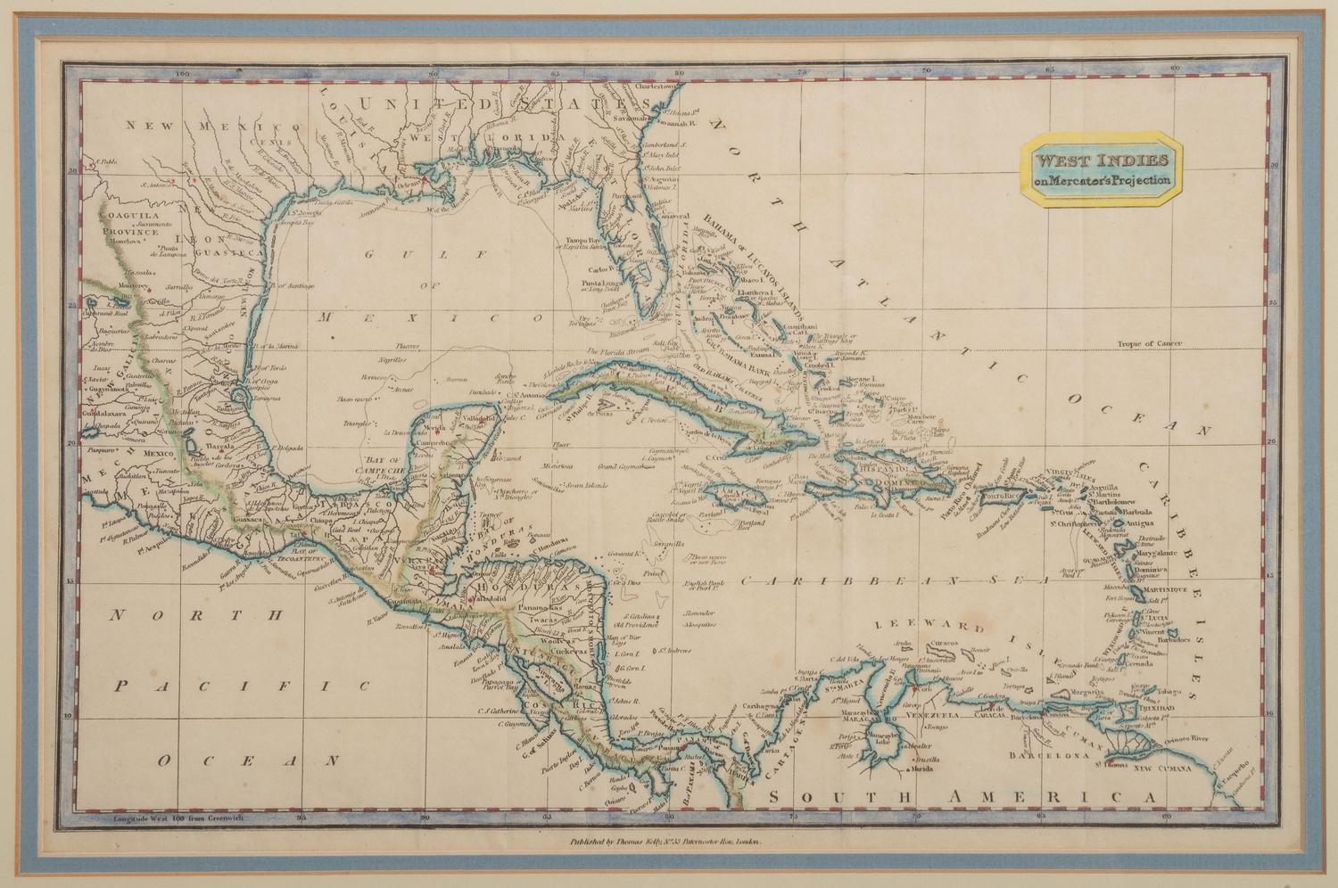 [CENTRAL AMERICA] Three maps of the Southeastern United States, the Caribbean, and Central America.