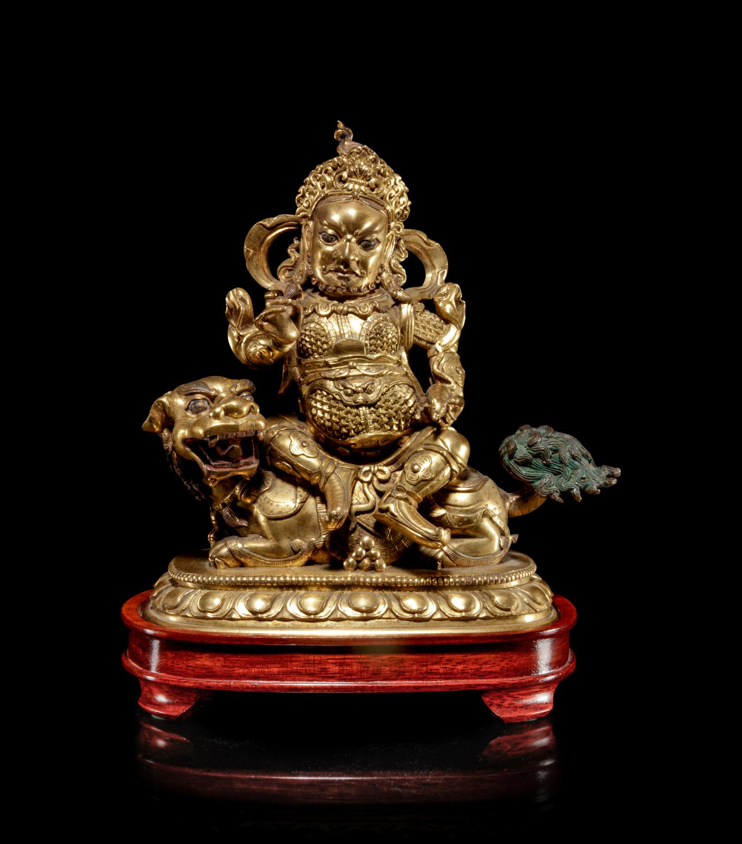 A Sino-Tibetan Gilt Bronze Figure of Bodhisattva Lokapala Vaishravana