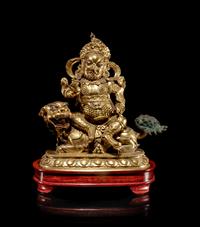 A Sino-Tibetan Gilt Bronze Figure of Bodhisattva Lokapala Vaishravana